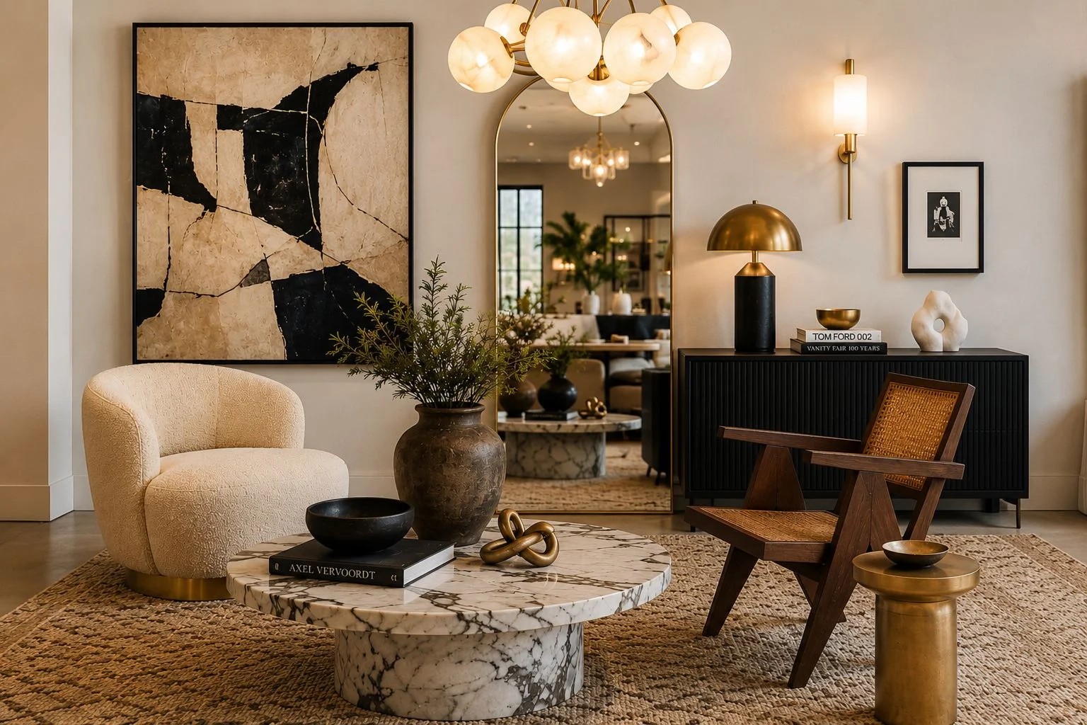 Gently used furniture and staging pieces from Smart Design inventory.
