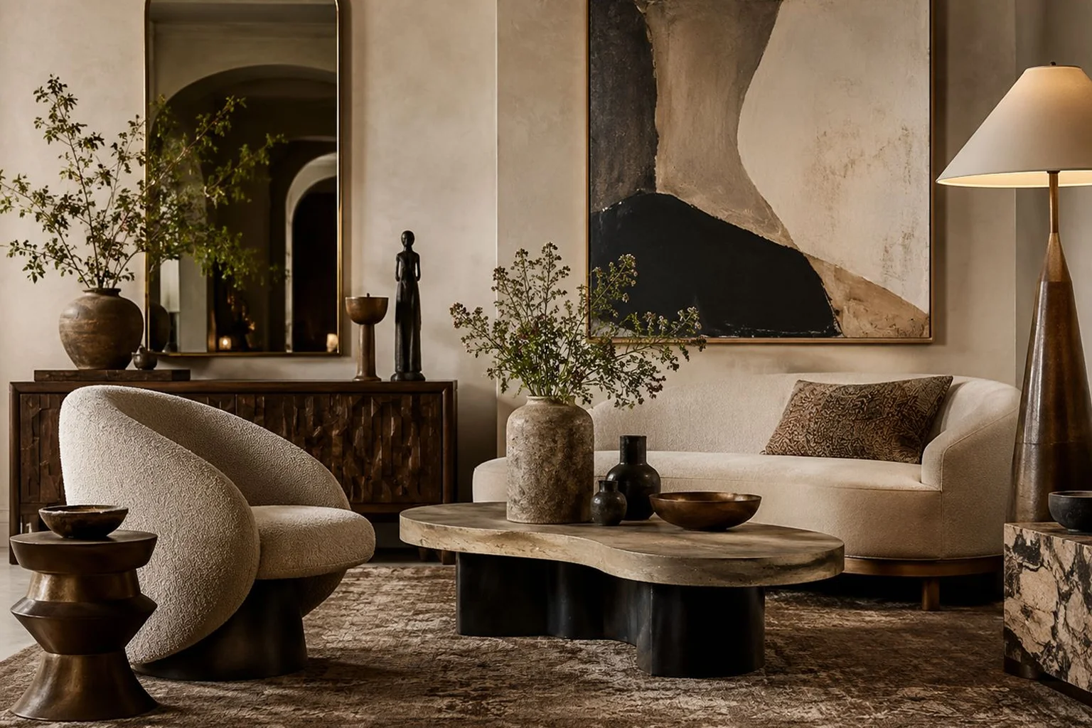Global designer finds including furniture, lighting, art, mirrors, rugs, and accessories.